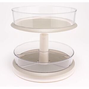 Cella 2 Tier Adjustable Turntable Refrigerator Organizer New